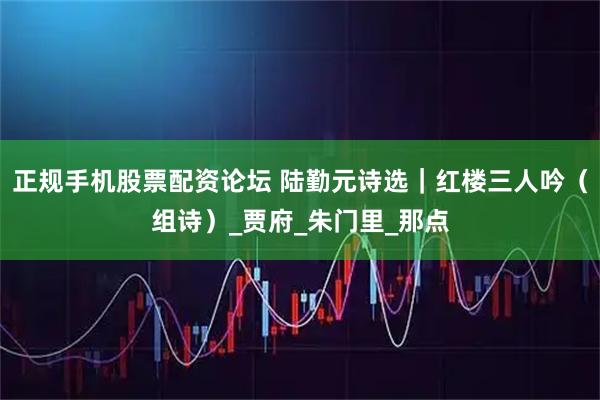 正规手机股票配资论坛 陆勤元诗选｜红楼三人吟（组诗）_贾府_朱门里_那点