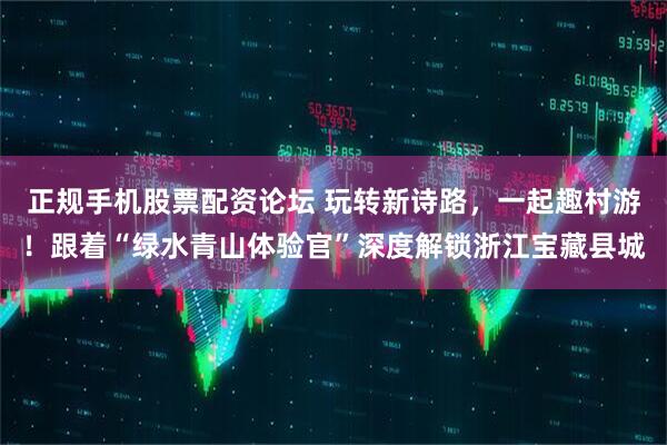 正规手机股票配资论坛 玩转新诗路，一起趣村游！跟着“绿水青山体验官”深度解锁浙江宝藏县城