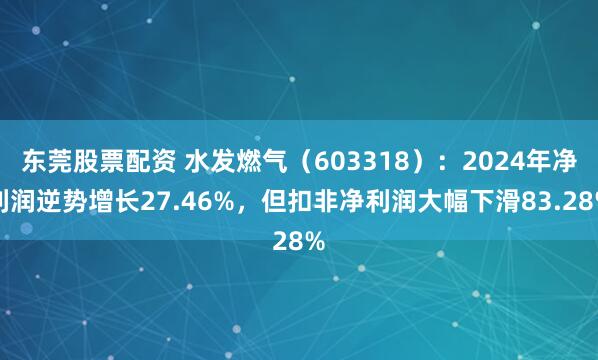 东莞股票配资 水发燃气（603318）：2024年净利润逆势增长27.46%，但扣非净利润大幅下滑83.28%